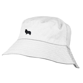 Sheltie Shetland sheepdog Owner Clothing Gifts.  Chino Cotton Embroidered Bucket Sun Hat With White Cotton Lining From The House Of Dog.