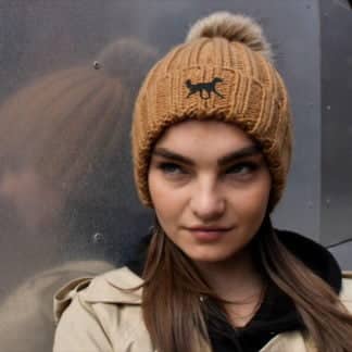 Saluki Owner Clothing Gifts, Faux Fur Pom Pom Chunky Knit Super Soft Unisex Embroidered Beanie From The House Of Dog.