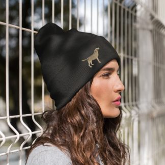 Yellow Labrador Gifts, Owner Gift Beanie Ski Hat Embroidered Labrador Design From The House Of Dog.