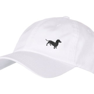 Dachshund Black Daxie Sausage Dog Owner Clothing Gifts. 100% Washed Chino Cotton Embroidered 6 Panel Baseball Cap From The House Of Dog.