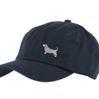 Basset Hound Owner Clothing Gifts. 100% Washed Chino Cotton Embroidered 6 Panel Unstructured Baseball Cap Hat From The House Of Dog.