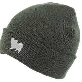 Papillon Owner Gifts, Unisex Beanie Ski Hat With Embroidered Design From The House Of Dog.