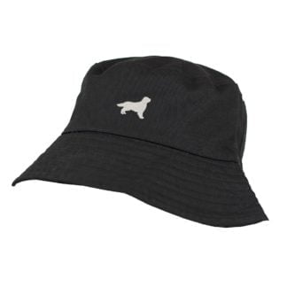 Golden Retriever Owner Clothing Gifts. 100% Chino Cotton Embroidered Bucket Sun Hat With White Cotton Lining From The House Of Dog.