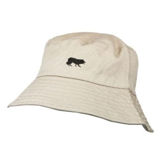 Border Collie Sheepdog Owner Clothing Gifts. 100% Chino Cotton Embroidered Bucket Sun Hat With White Cotton Lining From The House Of Dog.