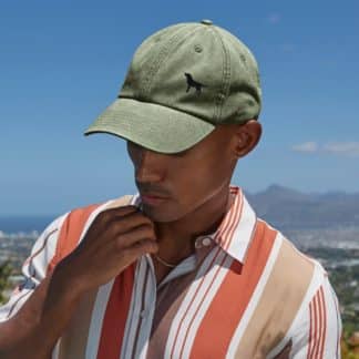 The House Of Dog: Black Labrador Owner Gift. Distressed Vintage Washed 100% Heavyweight Brushed Cotton Embroidered Low Profile Baseball Cap