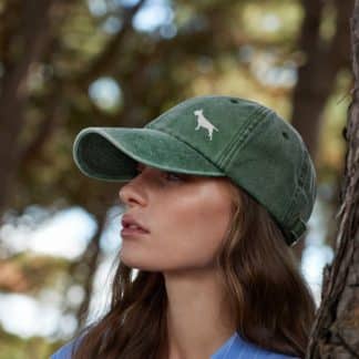 The House Of Dog: Bull Terrier Owner Gift. Distressed Vintage Washed 100% Heavyweight Brushed Cotton Embroidered Low Profile Baseball Cap.