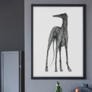 Greyhound Lurcher Sighthound Owner Gift Printed High Quality Dog Art Print. Standing Hound.