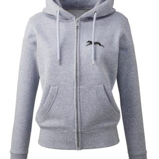 Greyhound lurcher gifts embroidered ladies organic full zip hoodie from the house of dog.