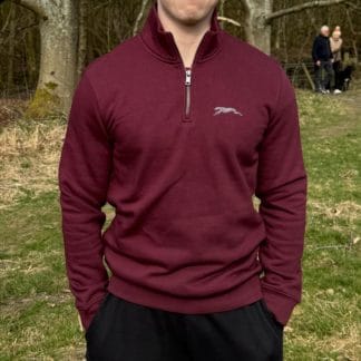 Greyhound Lurcher Clothing Gifts Embroidered Unisex Eco-Friendly 1/4 Zip High Neck Heavyweight Sweatshirt From The House Of Dog.