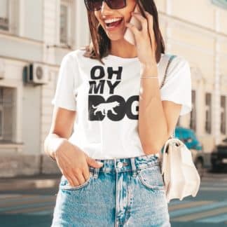 Oh My Dog! English Springer Spaniel Owner Clothing Gifts Printed Heavyweight Organic Cotton T-shirt Gift From The House Of Dog.