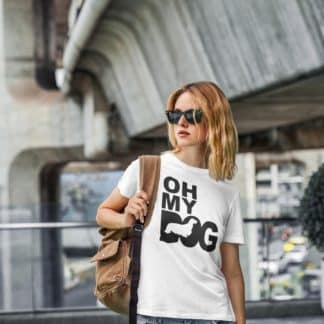 Oh My Dog! Long Haired Dachshund Owner Clothing Gifts. Printed Heavyweight Organic Cotton T-Shirt  from The House Of Dog.