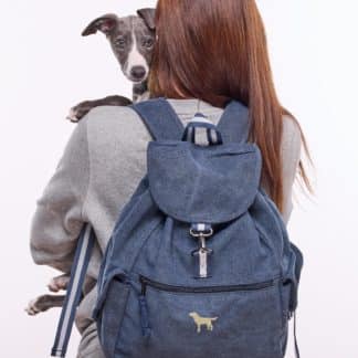 Golden Yellow Labrador Gifts Embroidered Vintage Retro Style Canvas Back Pack. A Unique Product From The House Of Dog.