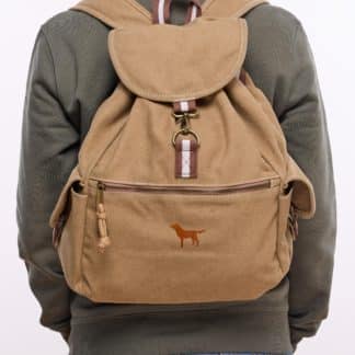 Fox Red Labrador Gifts Embroidered Vintage Retro Style Canvas Back Pack. A Unique Product From The House Of Dog.