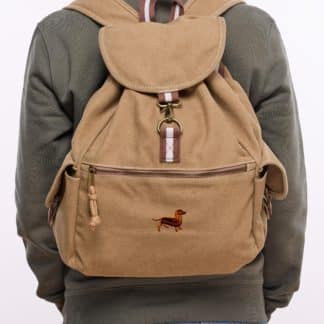 Dachshund Sausage Dog Gifts Embroidered Vintage Retro Style Canvas Back Pack. A Unique Product From The House Of Dog.