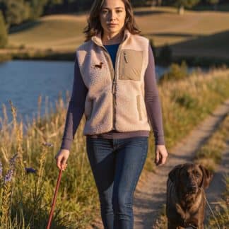 Dachshund Sausage Dog Owner Gifts Embroidered Unisex Eco-Friendly Sherpa Fleece Body Warmer Gilet.