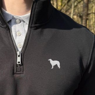 Borzoi Clothing Gifts Embroidered Unisex Eco-Friendly 1/4 Zip High Neck Heavyweight Sweatshirt From The House Of Dog.
