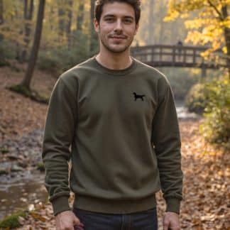 The House Of Dog: Flat Coated Retriever Embroidered Heavyweight Organic Cotton Unisex Sweatshirt