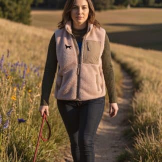 Flat Coated Retriever Owner Gifts Embroidered Unisex Eco-Friendly Sherpa Fleece Body Warmer Gilet.