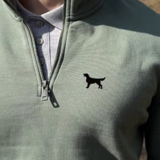 Flat Coated Retriever Clothing Gifts Embroidered Unisex Eco-Friendly 1/4 Zip High Neck Heavyweight Sweatshirt From The House Of Dog.