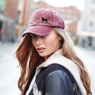 The House Of Dog: Flat Coated Retriever Owner Gift. Distressed Vintage Washed 100% Heavyweight Brushed Cotton Embroidered Baseball Cap.