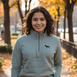 Bull Terrier Clothing Gifts Embroidered Unisex Eco-Friendly 1/4 Zip High Neck Heavyweight Sweatshirt From The House Of Dog.