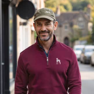 Whippet Lurcher Clothing Gifts Embroidered Unisex Eco-Friendly 1/4 Zip High Neck Heavyweight Sweatshirt From The House Of Dog.