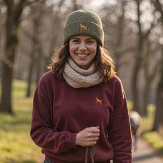 Hungarian vizsla owner clothing gifts. water repellent thermal beanie ski hat from the house of dog.