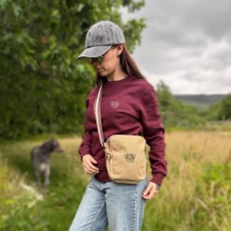 Pug Embroidered Vintage Canvas Dog Walking Bag. A Unique Product From The House Of Dog.