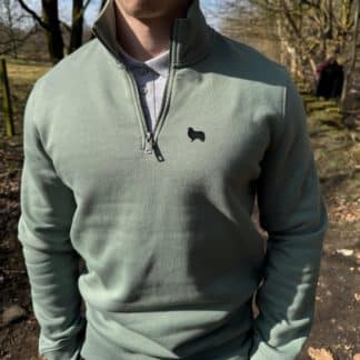 Shetland Sheepdog Sheltie Clothing Gifts Embroidered Unisex Eco-Friendly 1/4 Zip High Neck Heavyweight Sweatshirt From The House Of Dog.