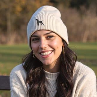 German shorthaired pointer clothing gifts. oversized cuffed beanie ski hat from the house of dog.