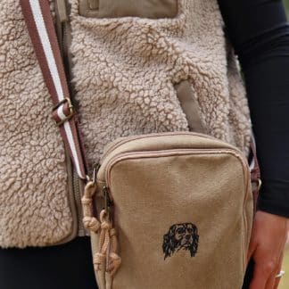 English Springer Spaniel Embroidered Vintage Canvas Dog Walking Bag. A Unique Product From The House Of Dog.