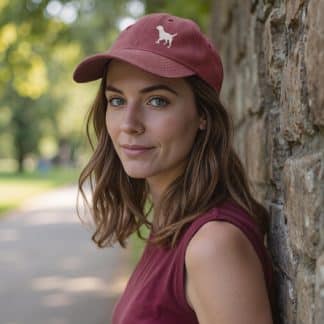 The House Of Dog: Border Terrier Owner Gift. Distressed Vintage Washed 100% Heavyweight Brushed Cotton Embroidered Low Profile Baseball Cap
