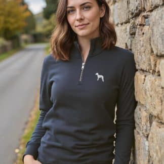 Bedlington Terrier Clothing Gifts Embroidered Unisex Eco-Friendly 1/4 Zip High Neck Heavyweight Sweatshirt From The House Of Dog.