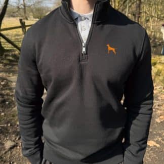 Hungarian vizsla clothing gifts embroidered unisex eco-friendly 1/4 zip high neck heavyweight sweatshirt from the house of dog.