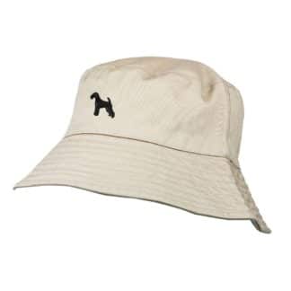 Airedale Terrier Owner Clothing Gifts. 100% Chino Cotton Embroidered Bucket Sun Hat With White Cotton Lining From The House Of Dog.