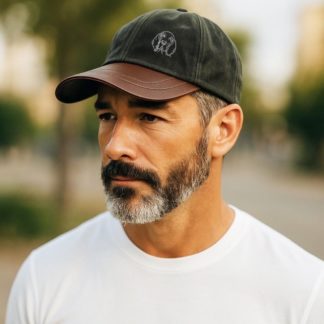 Bracco Italiano Owner Gifts, Embroidered Waxed Cotton Leather Peak Waterproof Baseball Cap From The House Of Dog.