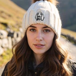 Bracco Italiano Owner Gift Clothing Gifts, Faux Fur Pom Pom Chunky Knit Super Soft Unisex Embroidered Beanie From The House Of Dog.